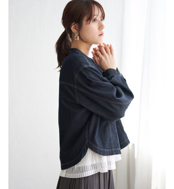 ikka「メッシュデニムブルゾン」|ブルゾン・スタジャン|