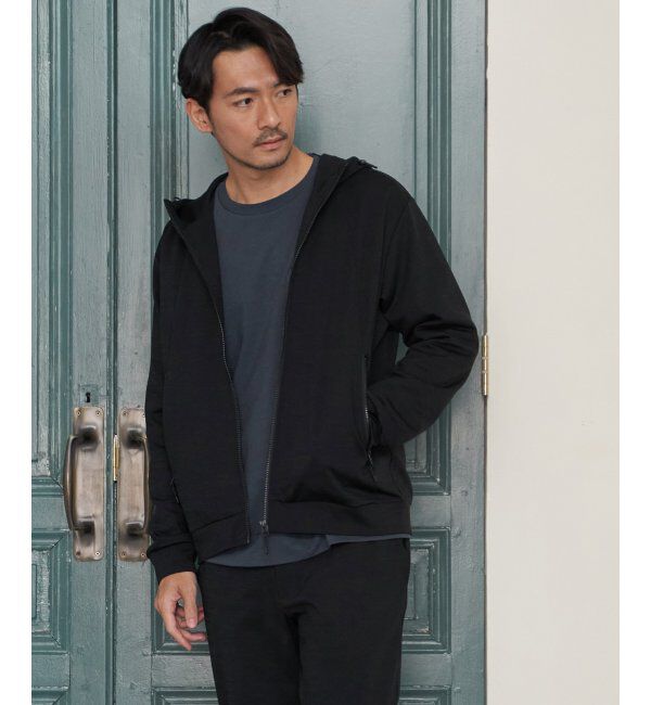 ikka「【イージーケア／吸水速乾】ドライポンチジップパーカ」|カーディガン|ブラック