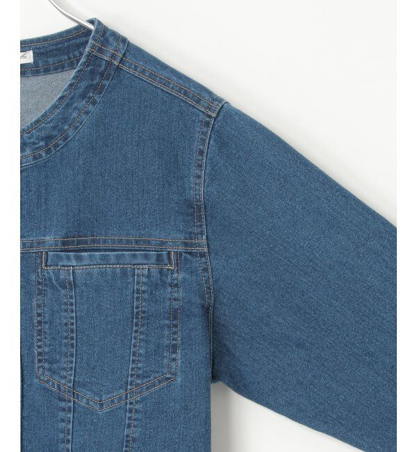 ikka「ストレッチデニムノーカラーシャウター【親子コーデ】」|ブルゾン・スタジャン|