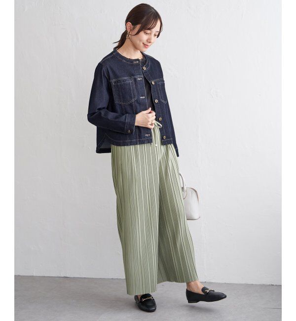 ikka「ストレッチデニムノーカラーシャウター【親子コーデ】」|ブルゾン・スタジャン|