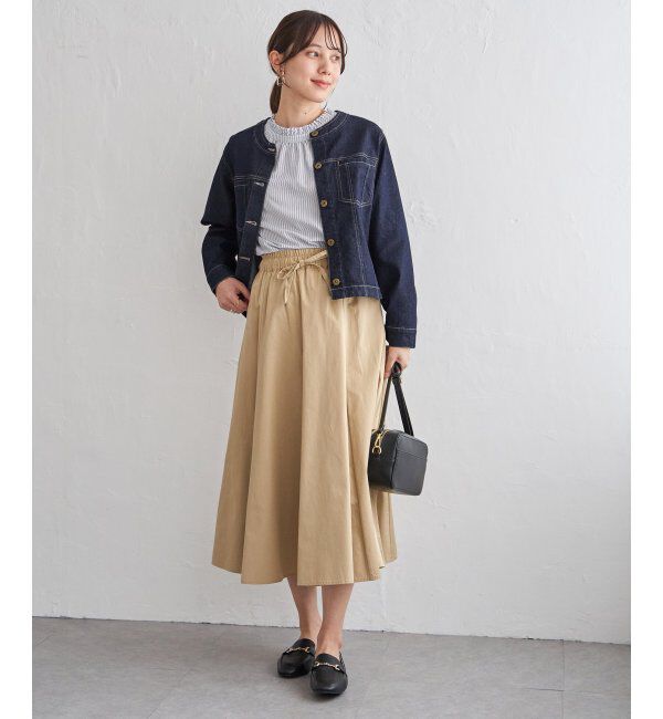 ikka「ストレッチデニムノーカラーシャウター【親子コーデ】」|ブルゾン・スタジャン|