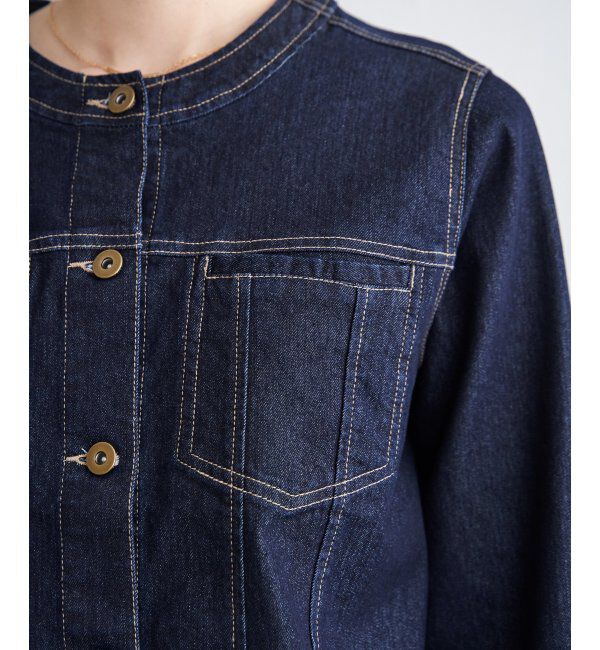 ikka「ストレッチデニムノーカラーシャウター【親子コーデ】」|ブルゾン・スタジャン|