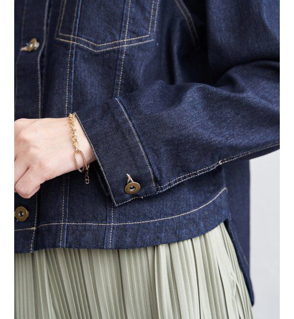 ikka「ストレッチデニムノーカラーシャウター【親子コーデ】」|ブルゾン・スタジャン|