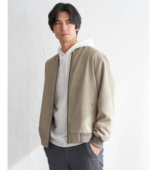 ikka「イージーケアリネンライクブルゾン【親子コーデ】」|ブルゾン・スタジャン|グレージュ