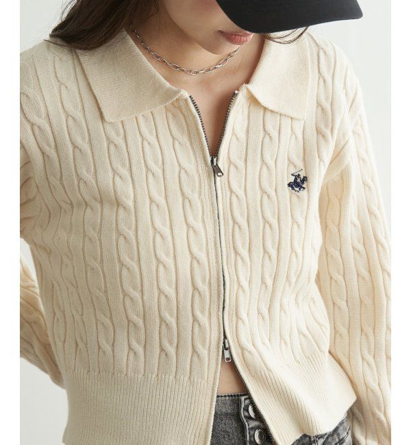 VENCE share style「BEVERLY HILLS POLO CLUB ケーブル編みポロカーデ」|カーディガン|