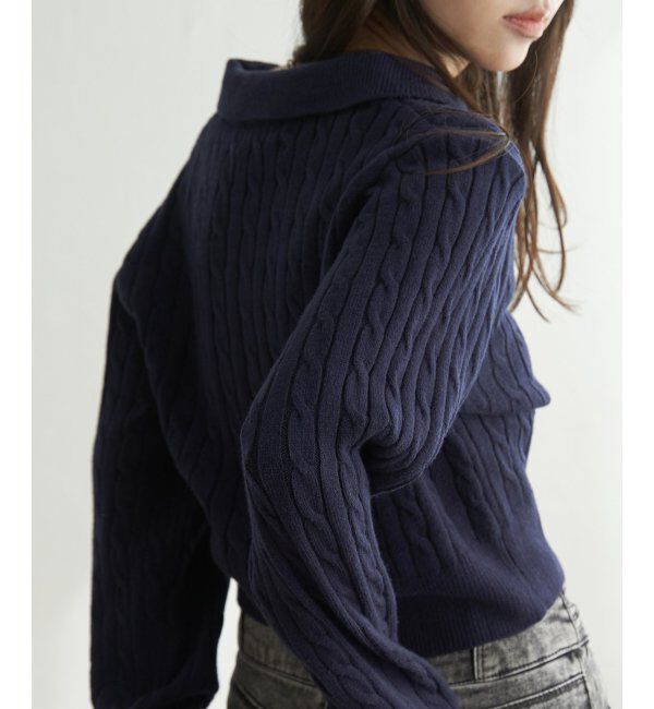 VENCE share style「BEVERLY HILLS POLO CLUB ケーブル編みポロカーデ」|カーディガン|