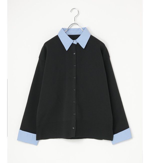 VENCE share style「シャツレイヤード風カーディガン」|カーディガン|ブラック