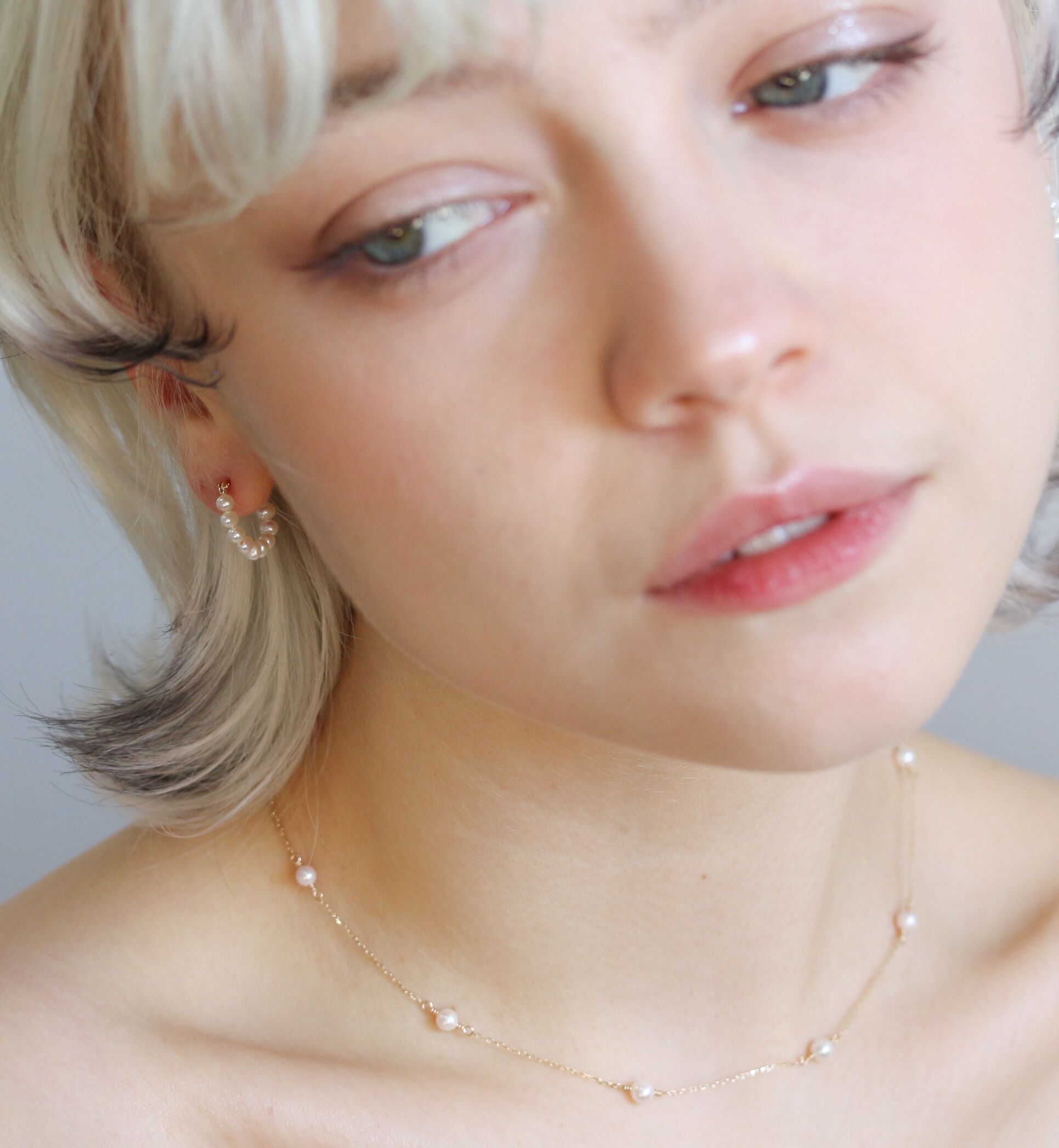  「パール ステーション チョーカー ネックレス | K10YG」|ネックレス|