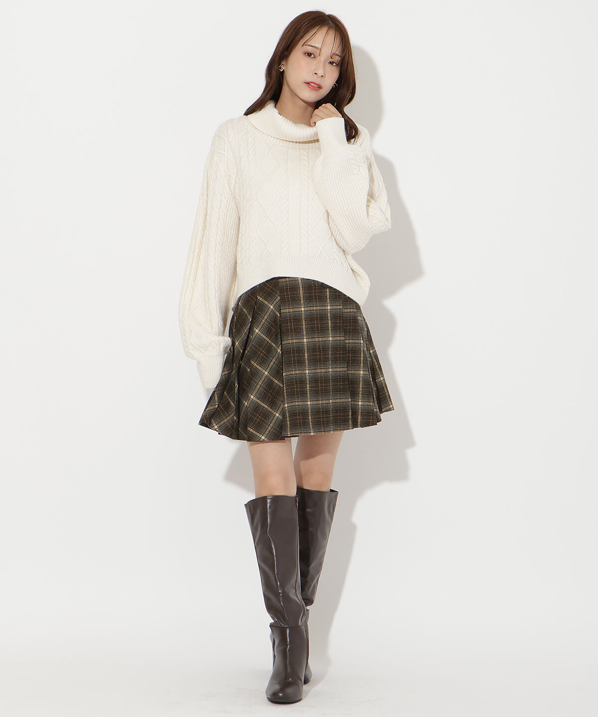 アンドクチュール「ラメケーブルタートルニットプルオーバー」|ニット・セーター|