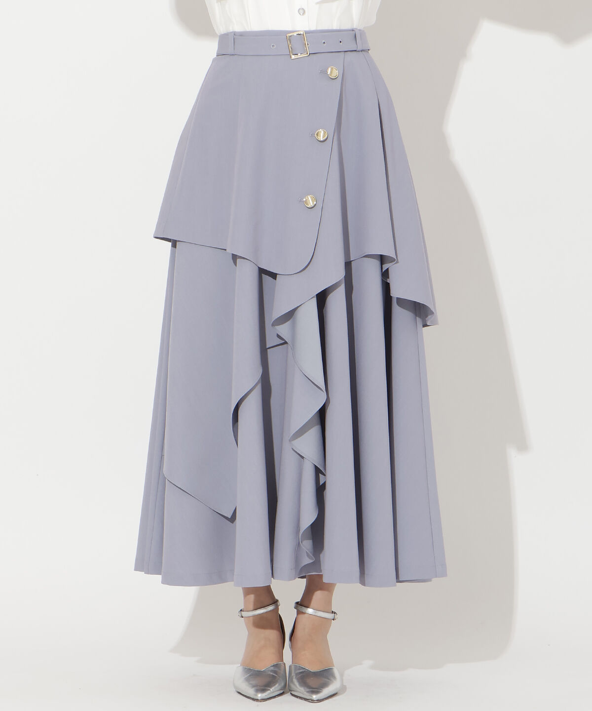 アンドクチュール「ベルト付きレイヤードデザインフレアスカート」|フレア|