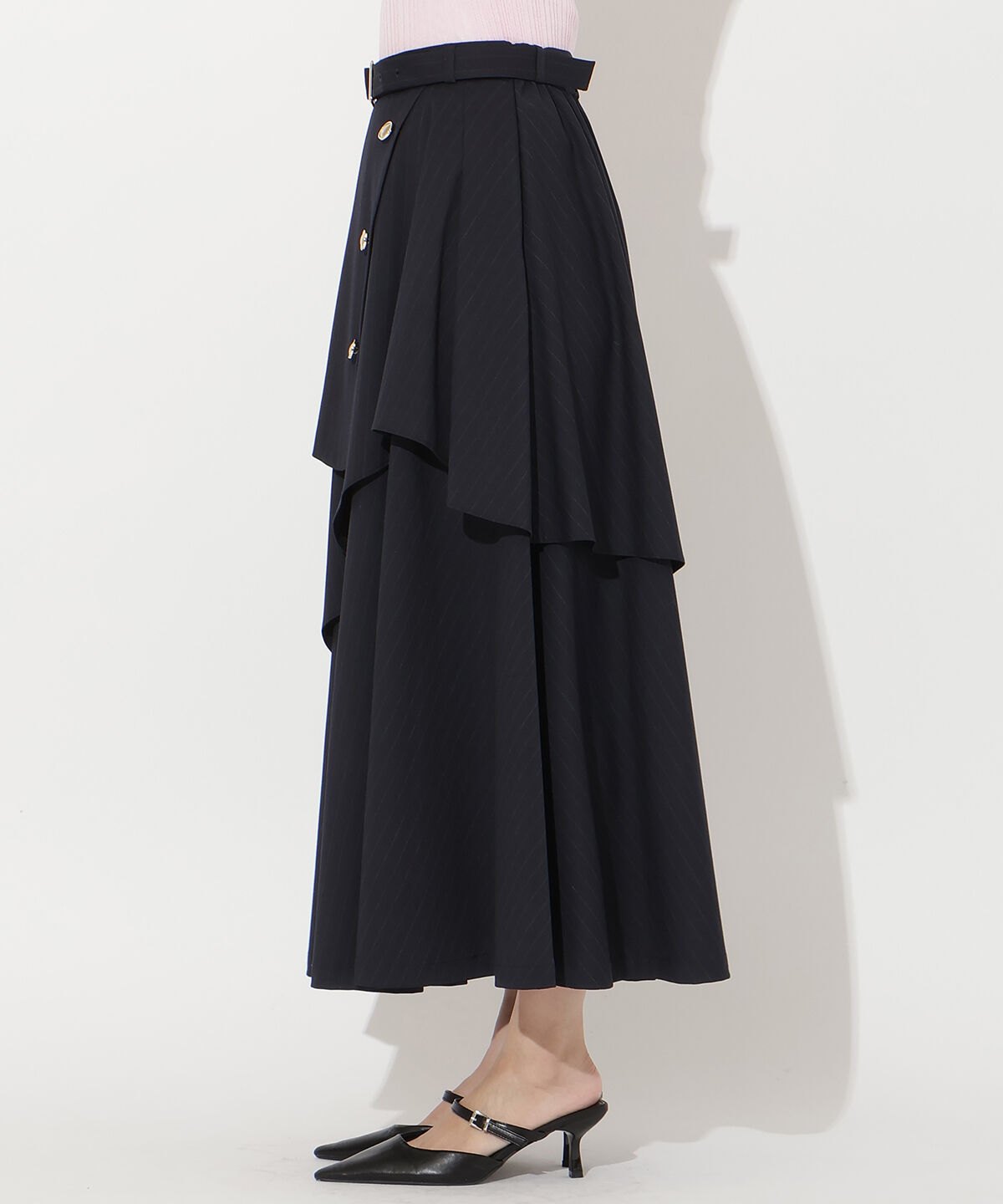 アンドクチュール「ベルト付きレイヤードデザインフレアスカート」|フレア|