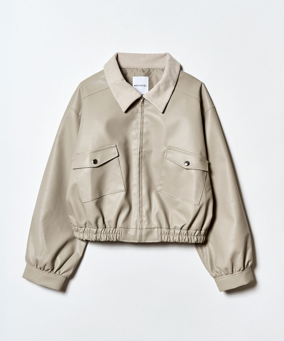 REDYAZEL「フェイクレザージップブルゾン」|ブルゾン・スタジャン|