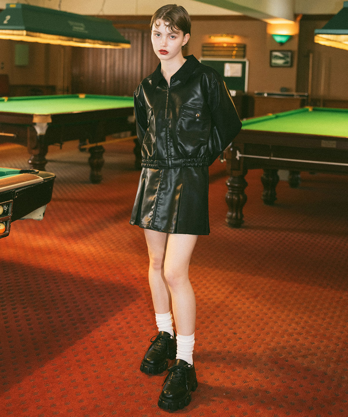 REDYAZEL「フェイクレザージップブルゾン」|ブルゾン・スタジャン|