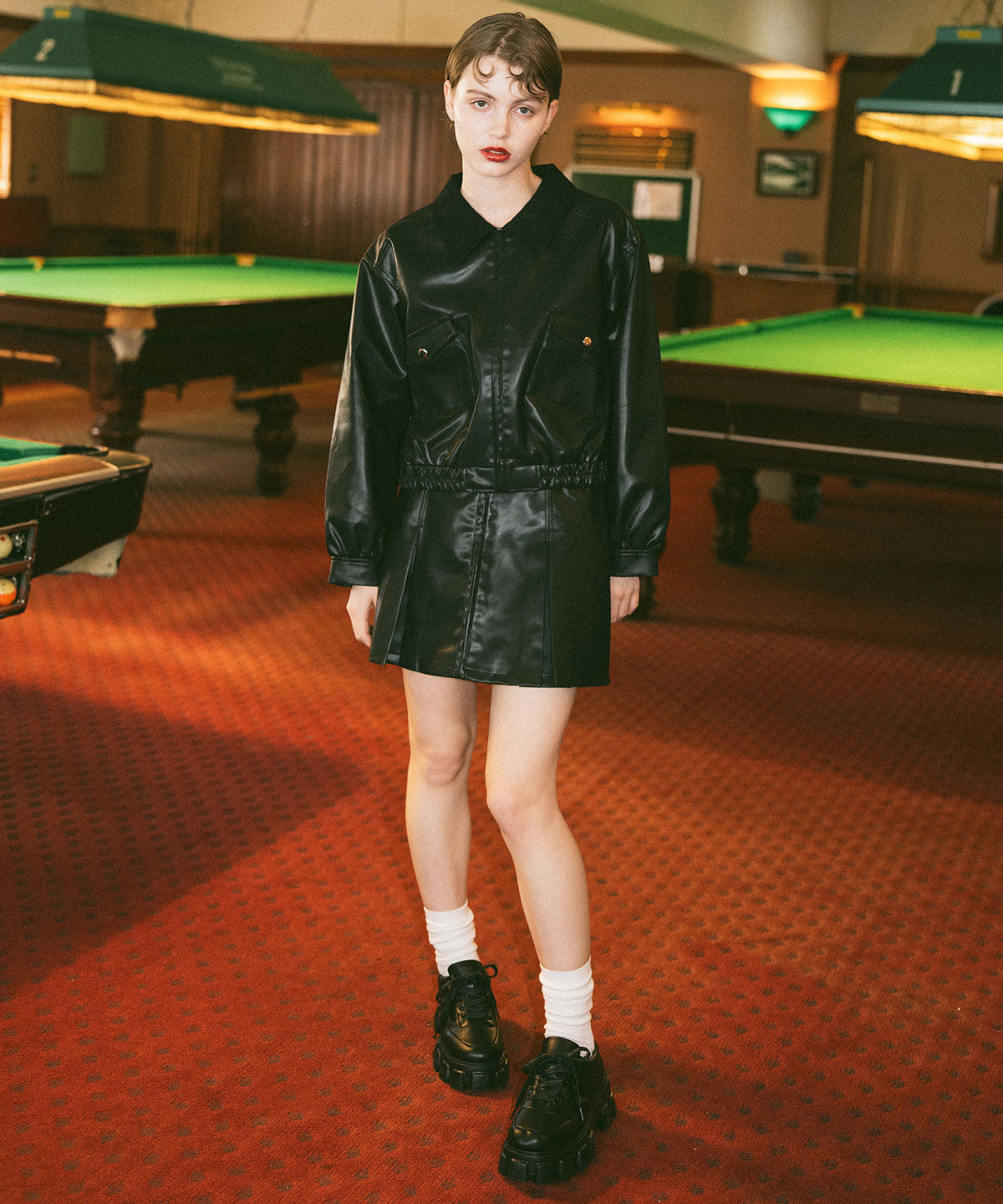 REDYAZEL「フェイクレザージップブルゾン」|ブルゾン・スタジャン|