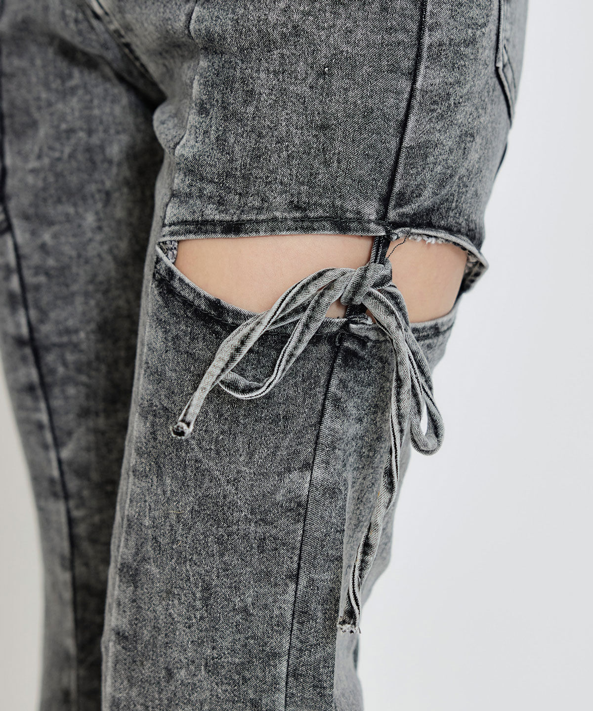 REDYAZEL「カットアウトリボンストレッチデニム」|デニム|