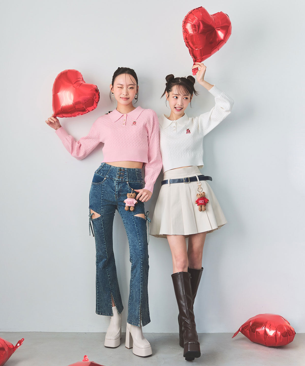 REDYAZEL「カットアウトリボンストレッチデニム」|デニム|