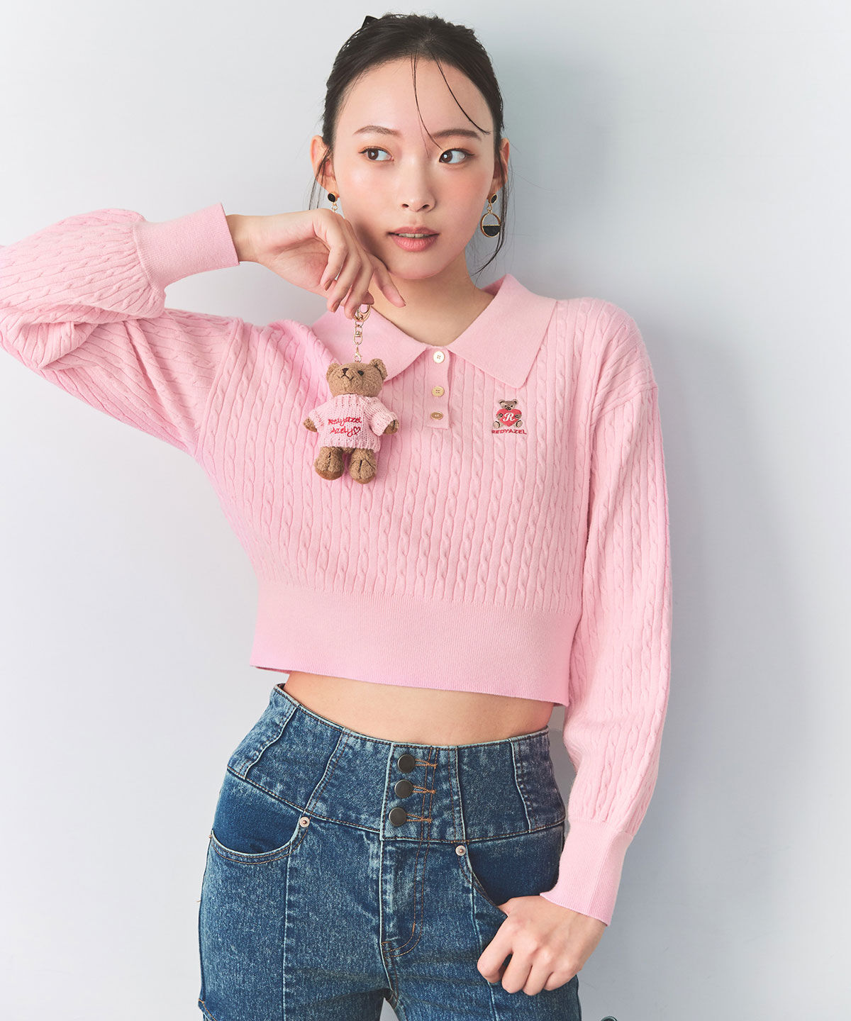 REDYAZEL「カットアウトリボンストレッチデニム」|デニム|