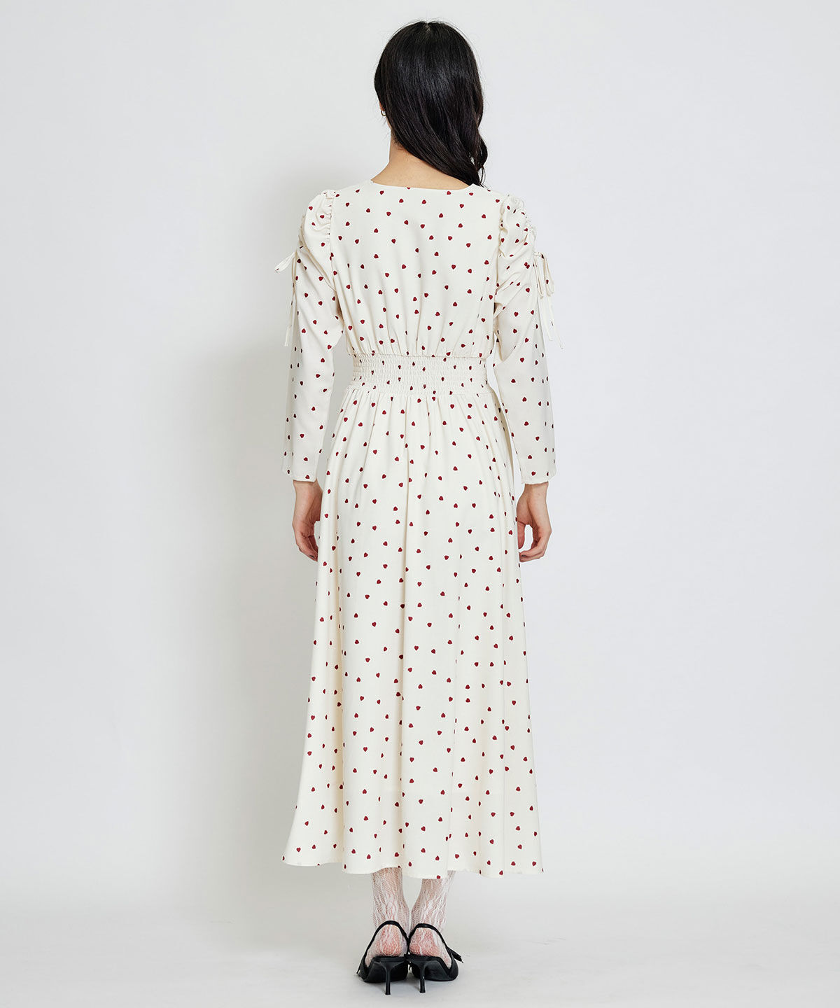 REDYAZEL「Love Me Heart ギャザーリボンロングフレアワンピース」|ワンピース|