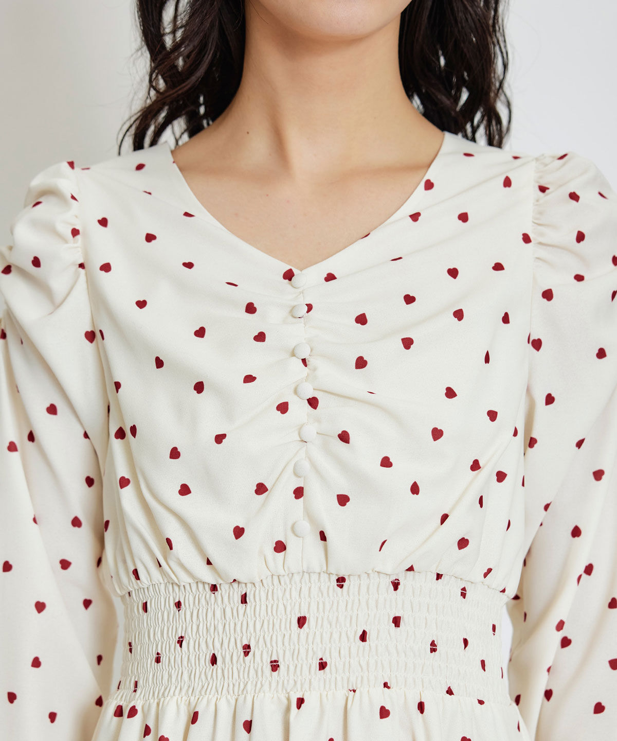 REDYAZEL「Love Me Heart ギャザーリボンロングフレアワンピース」|ワンピース|