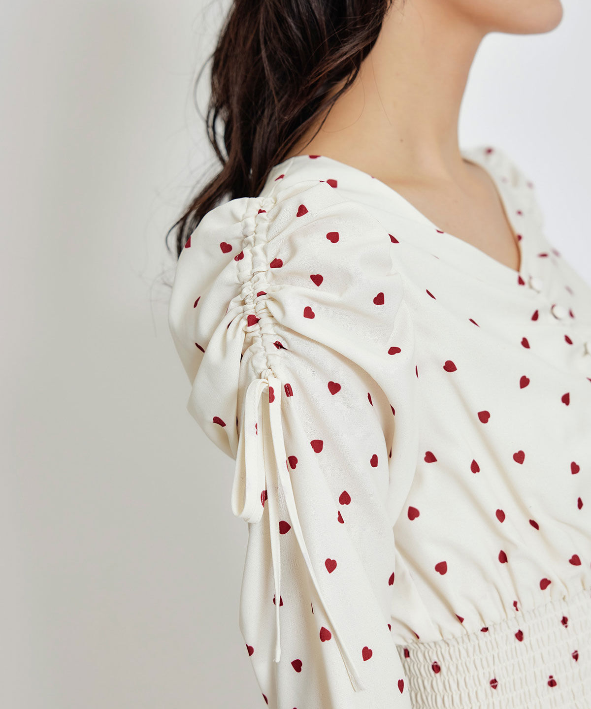 REDYAZEL「Love Me Heart ギャザーリボンロングフレアワンピース」|ワンピース|