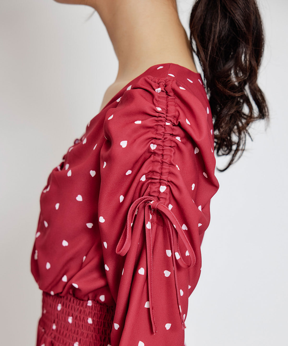 REDYAZEL「Love Me Heart ギャザーリボンロングフレアワンピース」|ワンピース|