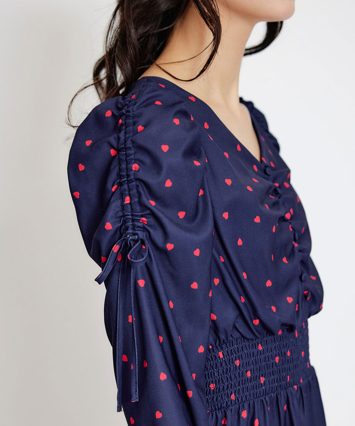 REDYAZEL「Love Me Heart ギャザーリボンロングフレアワンピース」|ワンピース|