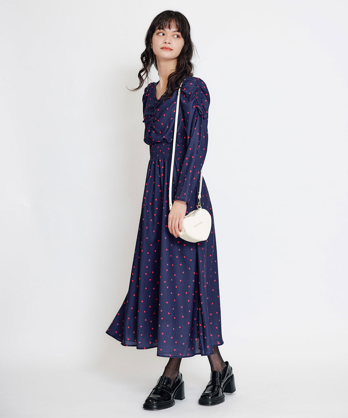 REDYAZEL「Love Me Heart ギャザーリボンロングフレアワンピース」|ワンピース|