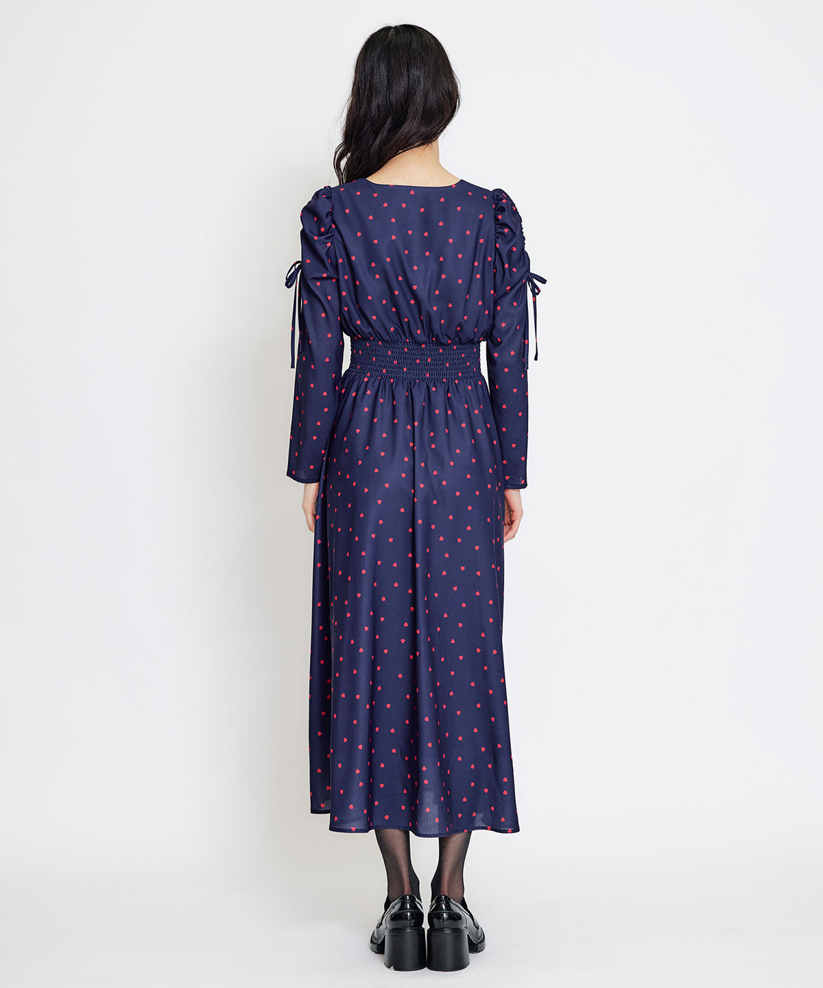 REDYAZEL「Love Me Heart ギャザーリボンロングフレアワンピース」|ワンピース|