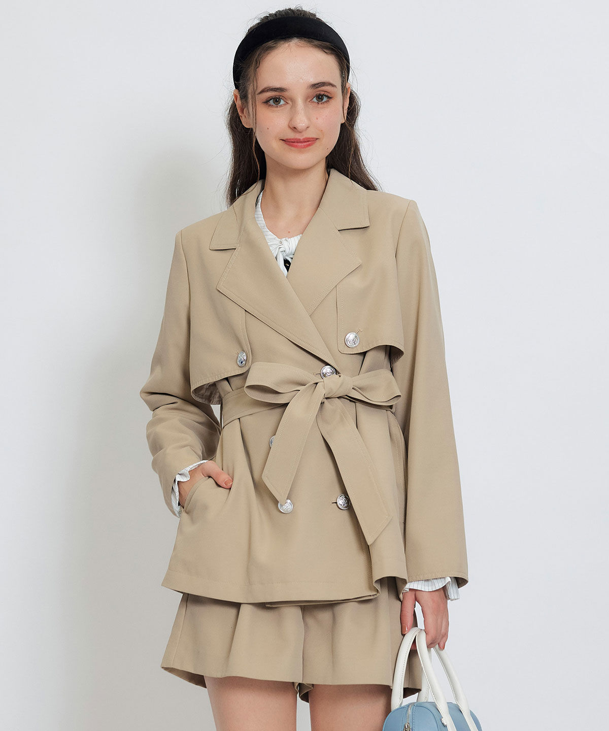 REDYAZEL「2WAYエンブレムボタンミドルトレンチコート」|トレンチコート|ベージュ