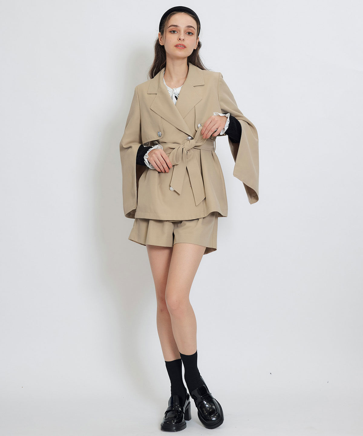 REDYAZEL「2WAYエンブレムボタンミドルトレンチコート」|トレンチコート|