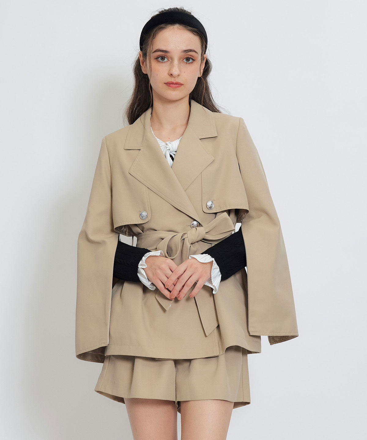 REDYAZEL「2WAYエンブレムボタンミドルトレンチコート」|トレンチコート|