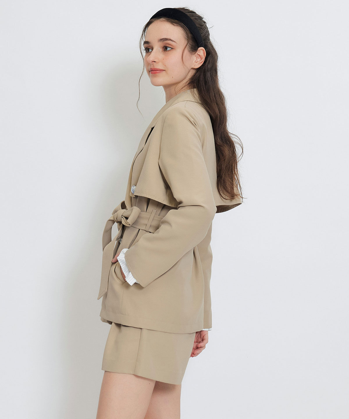 REDYAZEL「2WAYエンブレムボタンミドルトレンチコート」|トレンチコート|