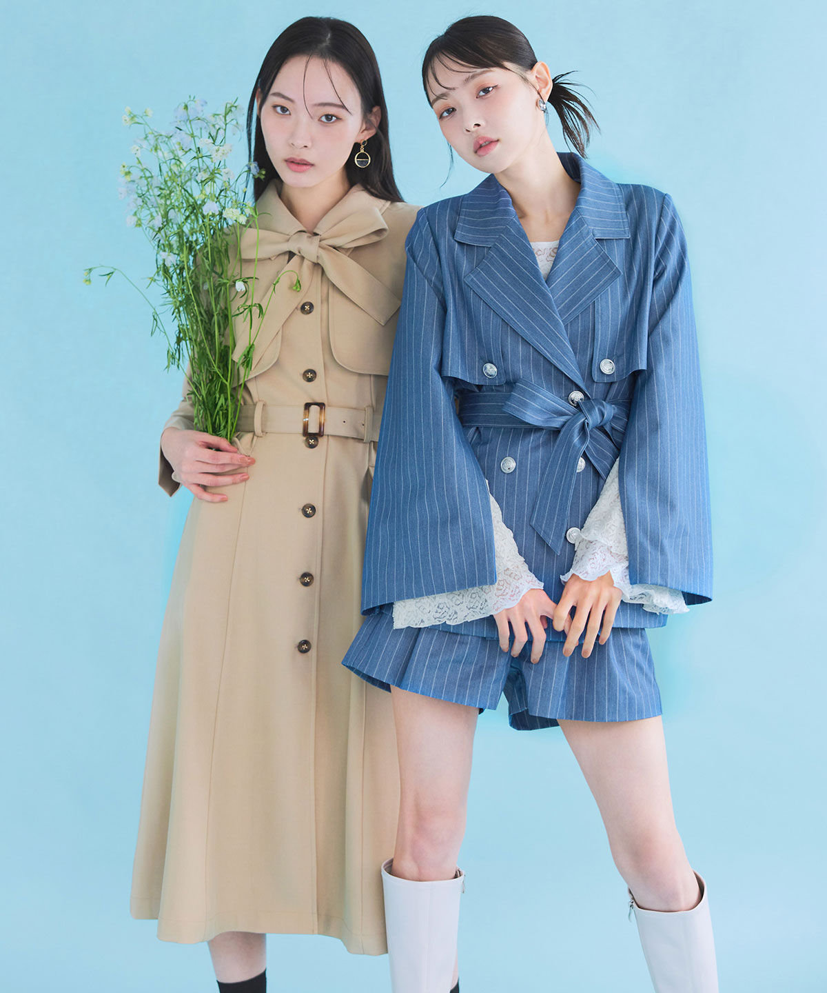 REDYAZEL「2WAYエンブレムボタンミドルトレンチコート」|トレンチコート|