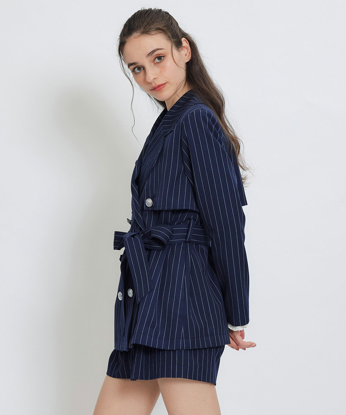 REDYAZEL「2WAYエンブレムボタンミドルトレンチコート」|トレンチコート|