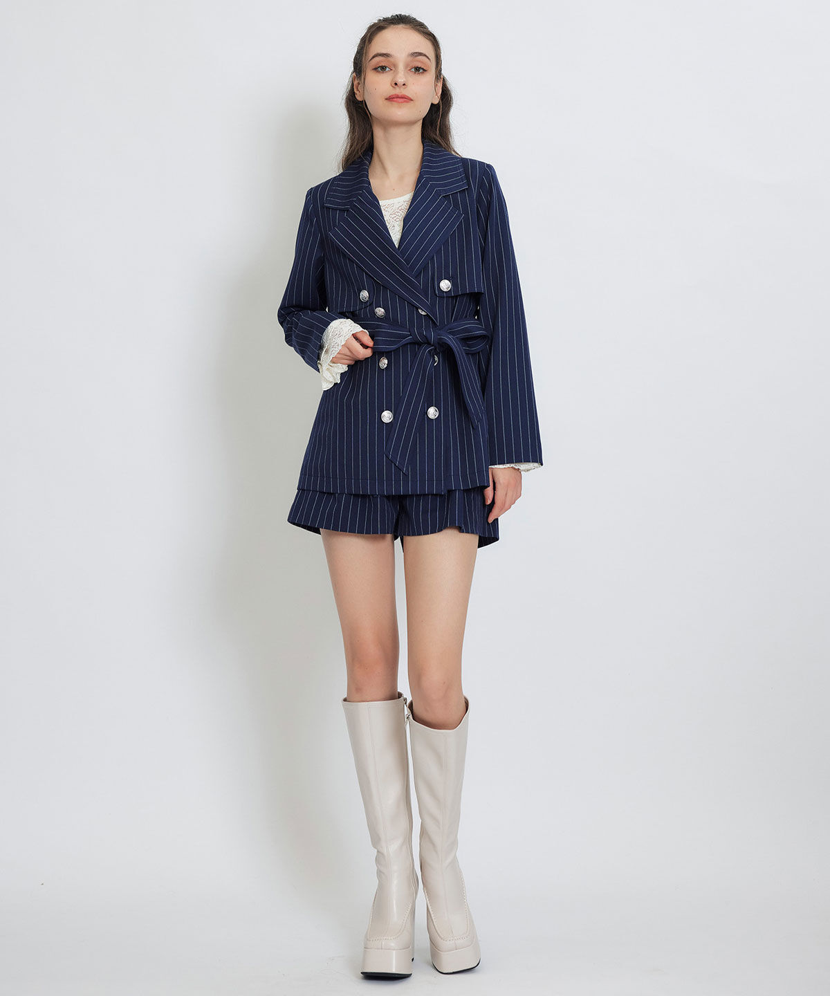 REDYAZEL「2WAYエンブレムボタンミドルトレンチコート」|トレンチコート|