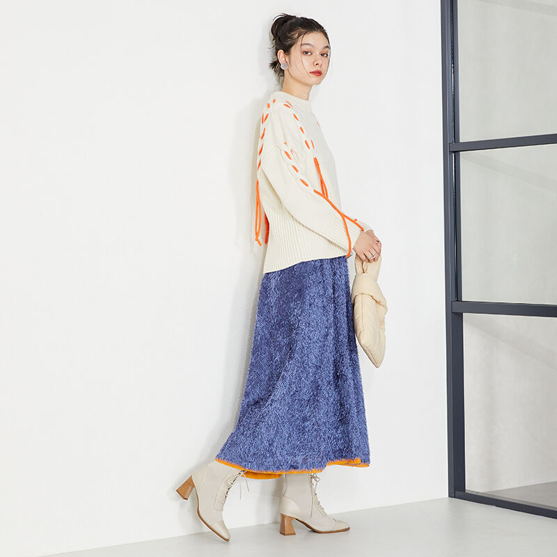 ORiental TRaffic「レースアップニットヒールブーツ/31433」|ショートブーツ|