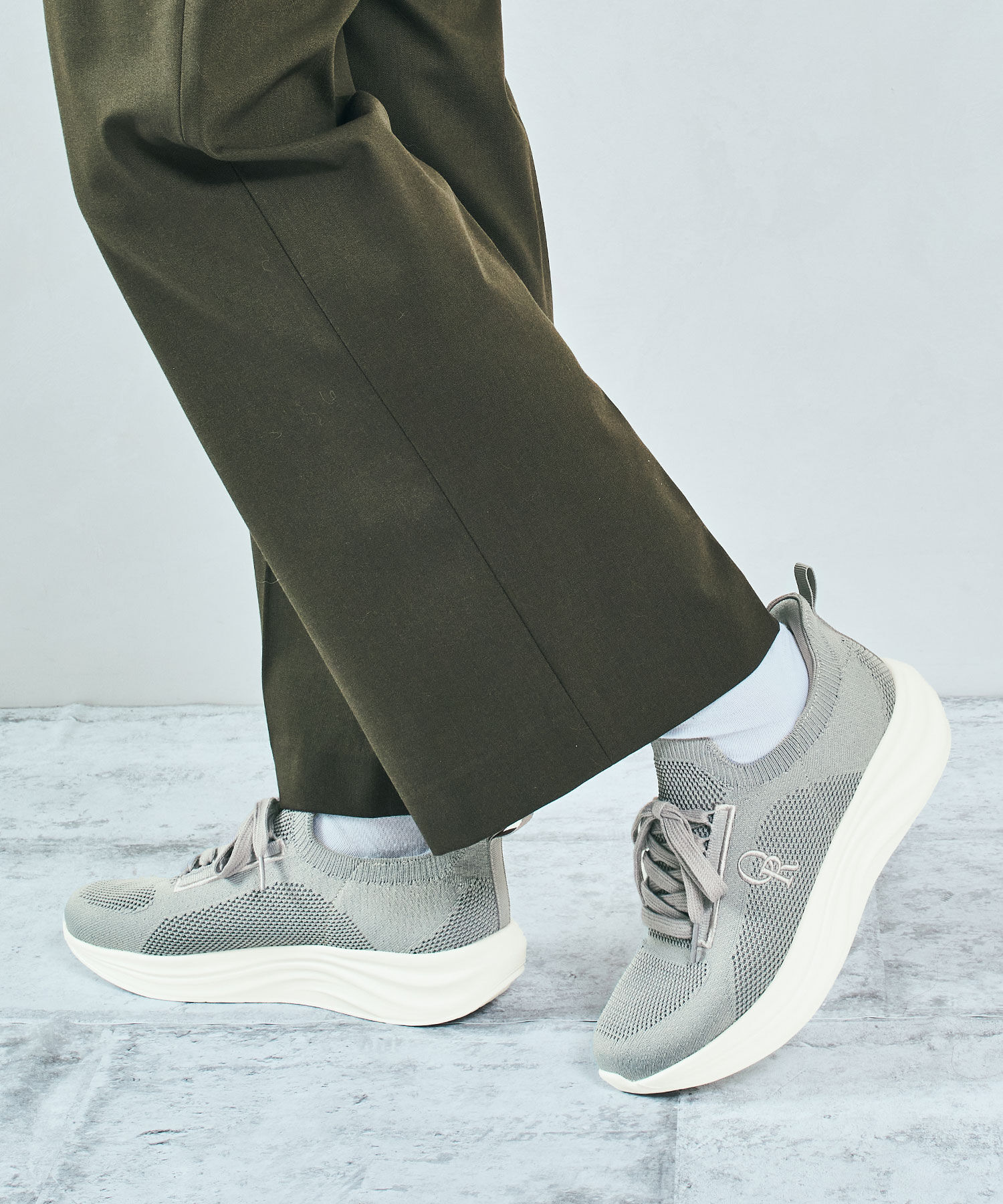 ORiental TRaffic「●2025秋冬新作●【瞬間フィット】ウエーブソールニットスニーカー/OT5704」|スニーカー|GREY