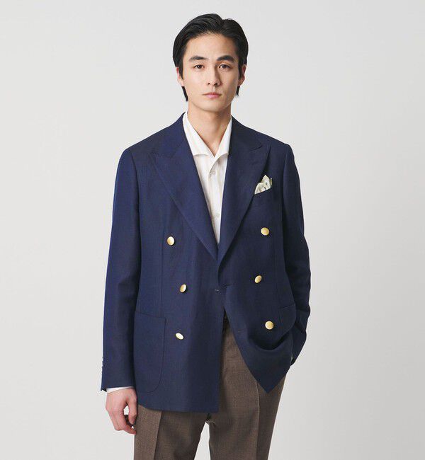 UNITED ARROWS「Vitale Barberis Canonico ウールリネン カルゼ ダブル 6ボタン ブレザー」|テーラードジャケット|