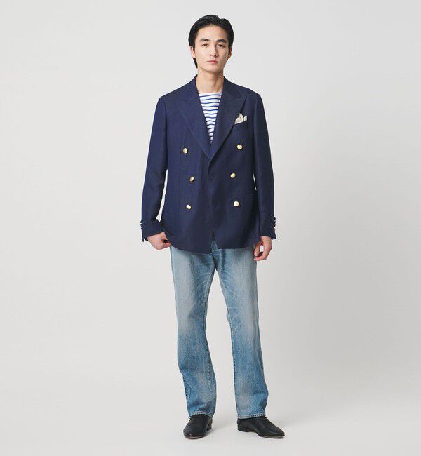 UNITED ARROWS「Vitale Barberis Canonico ウールリネン カルゼ ダブル 6ボタン ブレザー」|テーラードジャケット|