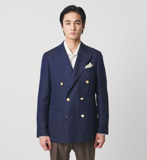 UNITED ARROWS「Vitale Barberis Canonico ウールリネン カルゼ ダブル 6ボタン ブレザー」|テーラードジャケット|
