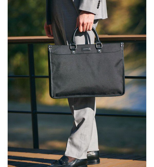 UNITED ARROWS green label relaxing「PE ツイル 2WAY ブリーフケース -撥水-」|ビジネスバッグ|BLACK