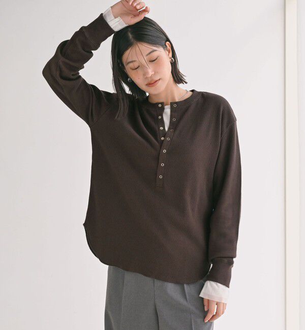 UNITED ARROWS green label relaxing「＜at ease＞ヘンリーネック ワッフル プルオーバー カットソー」|Tシャツ・カットソー|