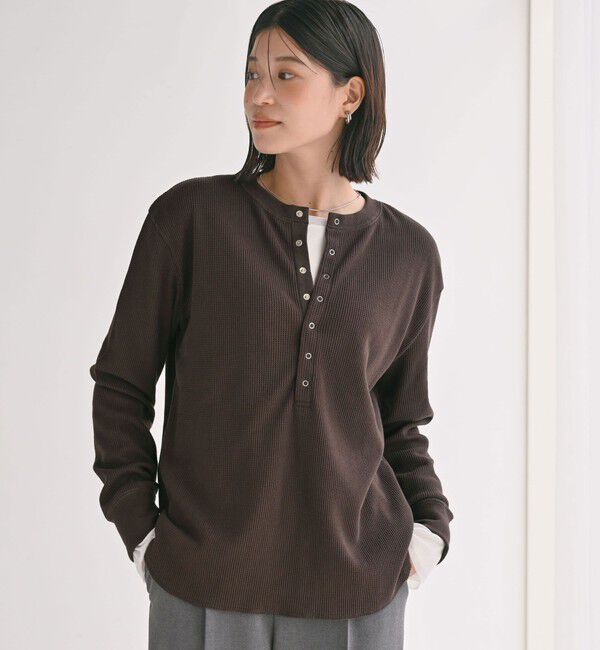 UNITED ARROWS green label relaxing「＜at ease＞ヘンリーネック ワッフル プルオーバー カットソー」|Tシャツ・カットソー|