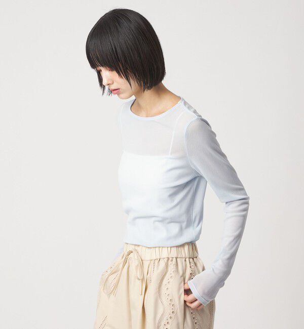 EMMEL REFINES「＜EMMEL REFINES＞EM ソフトチュール シアークルーネック」|Tシャツ・カットソー|