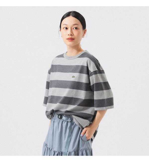 BEAMSBOY「【WEB限定】【別注】LACOSTE / ボーダー ショートスリーブ Tシャツ」|Tシャツ・カットソー|GREY