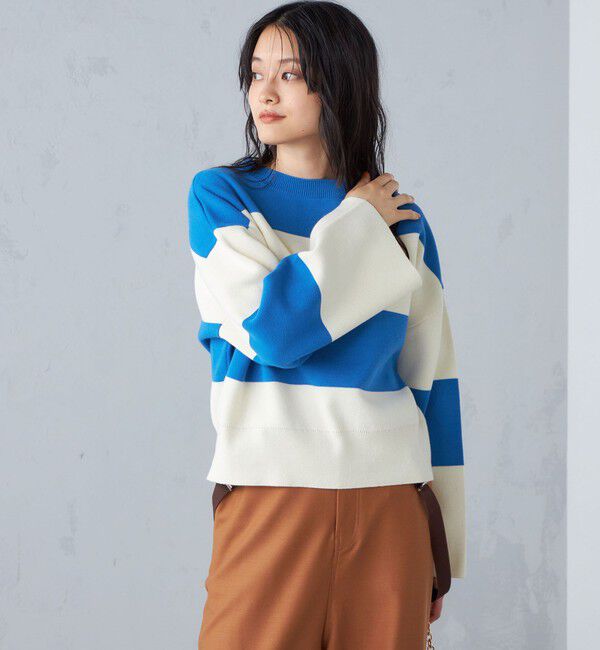 SHIPS for women「〈手洗い可能〉ミラノリブ ワイド ボーダー プルオーバー◇」|ニット・セーター|