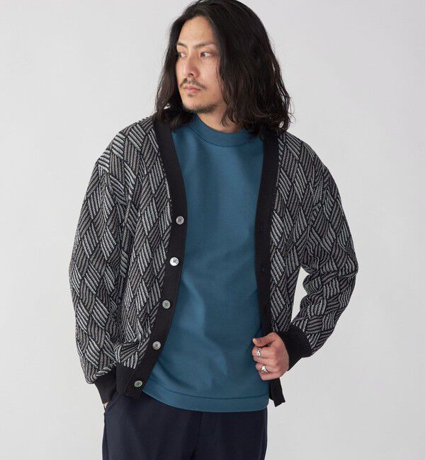 SHIPS「SHIPS: 〈手洗い可能〉ジオメトリック ジャカード カーディガン」|カーディガン|