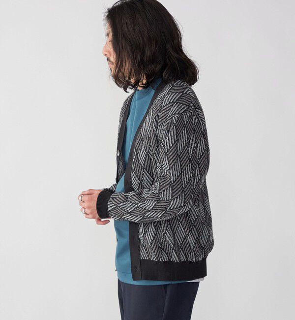 SHIPS「SHIPS: 〈手洗い可能〉ジオメトリック ジャカード カーディガン」|カーディガン|