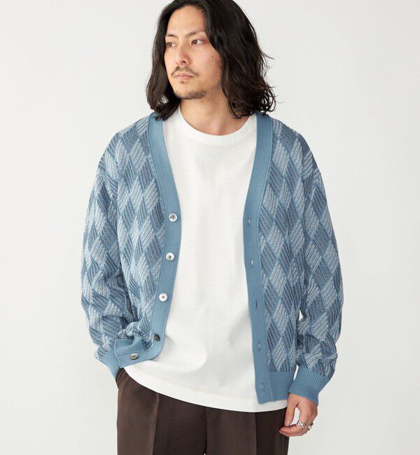 SHIPS「SHIPS: 〈手洗い可能〉ジオメトリック ジャカード カーディガン」|カーディガン|