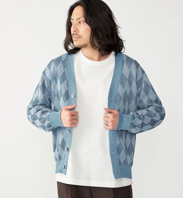 SHIPS「SHIPS: 〈手洗い可能〉ジオメトリック ジャカード カーディガン」|カーディガン|